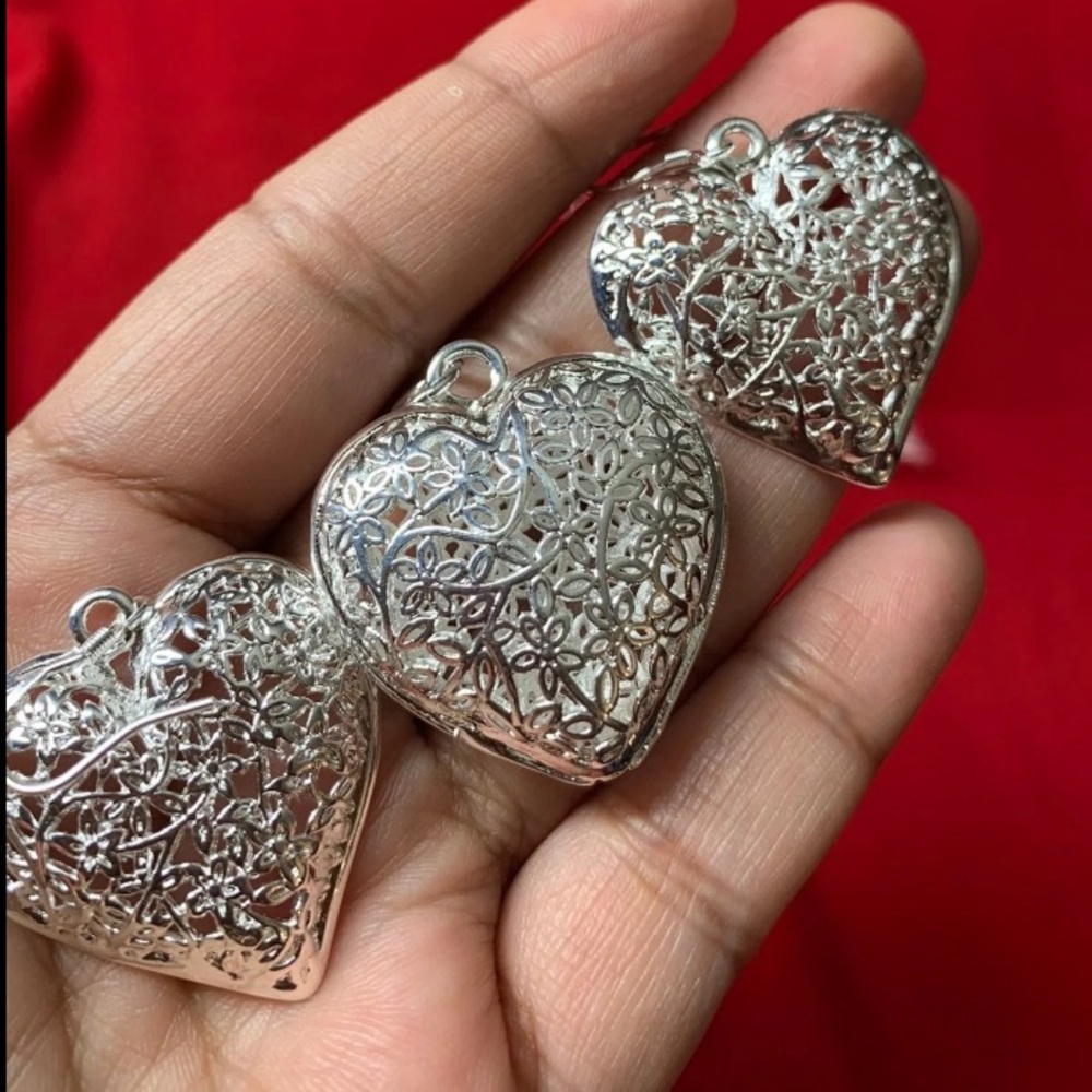 925 Sterling Silver Flowery Heart jewelry set